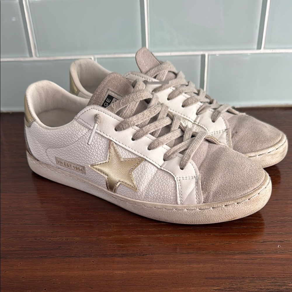 Vintage Havana White and Gold Sneakers